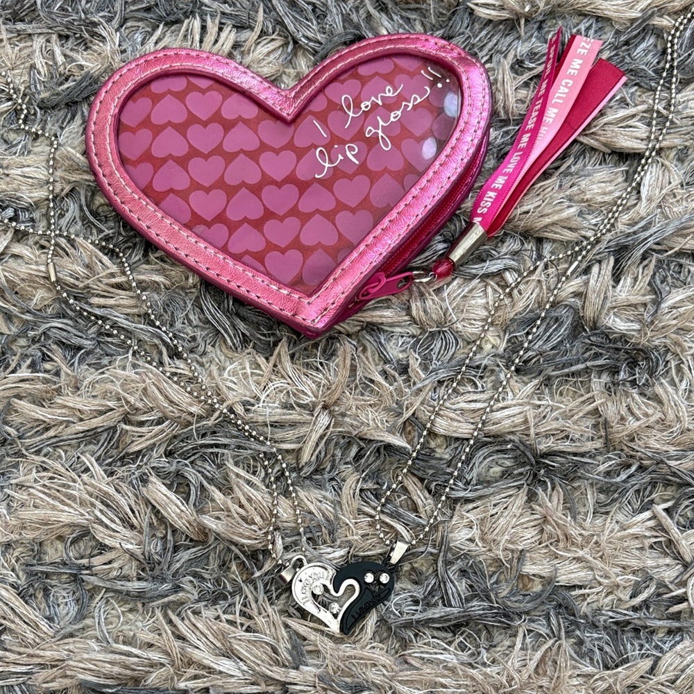 Black & Silver Heart Lovers’ Necklaces Puzzle Pieces Together Forever, Crystals - Picture 5 of 6